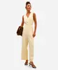 macacão feminino de viscose com pregas amarelo GG