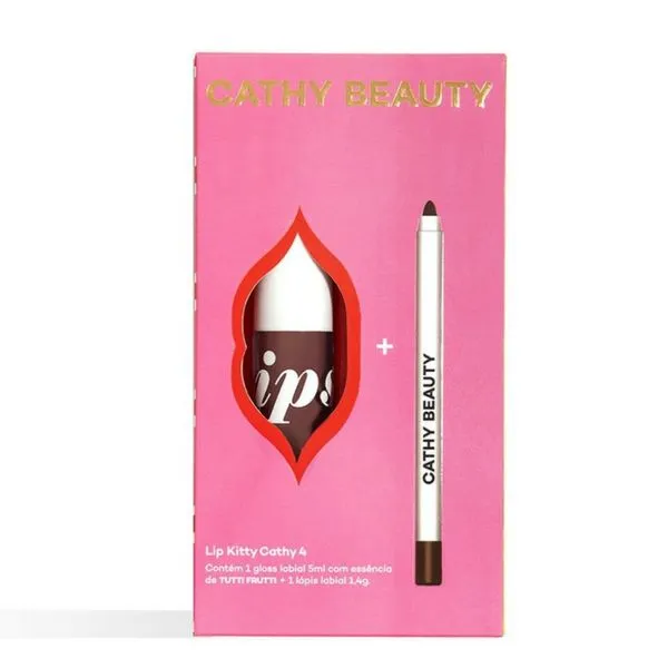 Kit Cathy Beauty Lip Kitty Cathy N°4 Cappuccino Gloss Labial 5ml + Lápis Labial 1,4g