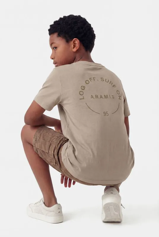 Camiseta Manga Curta Infantil Silk Log Off Caqui Claro - 8