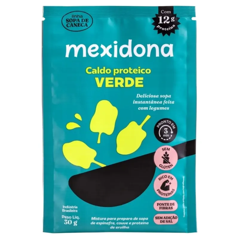 Sopa de Caneca Caldo Proteico Verde Sem Glúten, Vegano Mexidona 30g