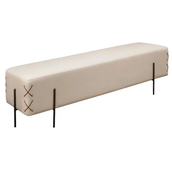 Recamier Banco Eros Luxo Preto Castellar Móbile Corino Off White Corino Off White