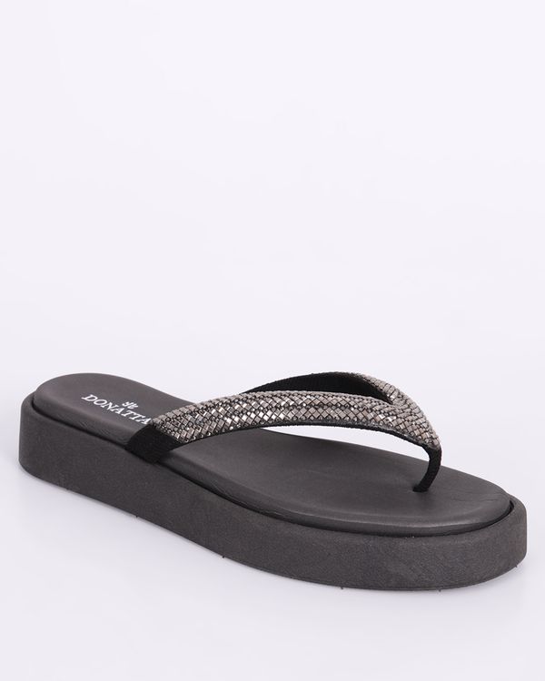 Sandália Feminina Donatta Flatform Com strass Preta 36