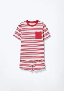 Pijama Curto Infantil Menina Em Algodão Estampada - Rosa 006