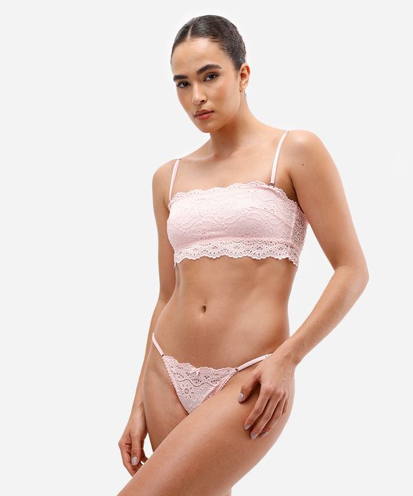 calcinha biquíni de laise floral rosa GG