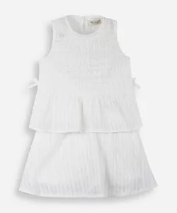 conjunto infantil com laços e lastex off white 2