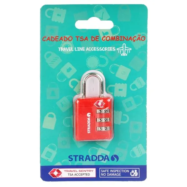 Cadeado TSA com Segredo Stradda VERMELHO