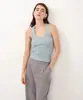 regata de tricot canelada com lurex azul M