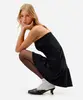 vestido curto feminino sem alça de veludo com lurex preto P