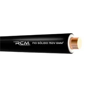 Fio Sólido 6mm 750V para Instalações Residenciais Comerciais e Industriais Preto RCM Cabos Elétricos Fio Sólido 6mm 750V para Uso Residencial Comercial e Industrial Preto RCM Cabos Elétricos