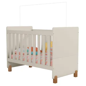 Berço Minicama, MDF, Pintura Atóxica, 4 Pés - Melody 9A Off-White