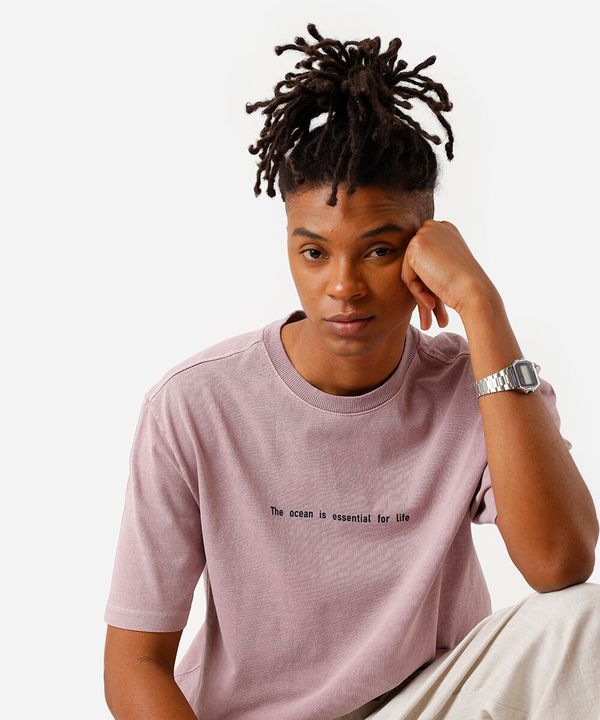 camiseta masculina de algodão estampada estonada rosa G