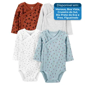 Conjunto Body 4 Peças 6-9M Carter's Simple Joys Animal Manga Comprida A-BI