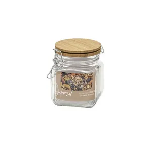 Pote Hermético de Vidro Retrô 700 ml com tampa de Bambu