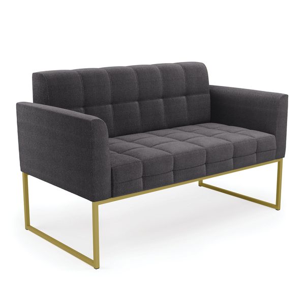 Sof Namoradeira 2 Lugares Industrial Dourado Elisa Boucl Grafite D03 - D'Rossi