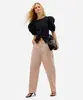 calça balloon feminina de sarja cintura alta rosa 34