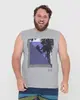 Regata Masculina Plus Size Estampa Tropical Cinza Claro G3
