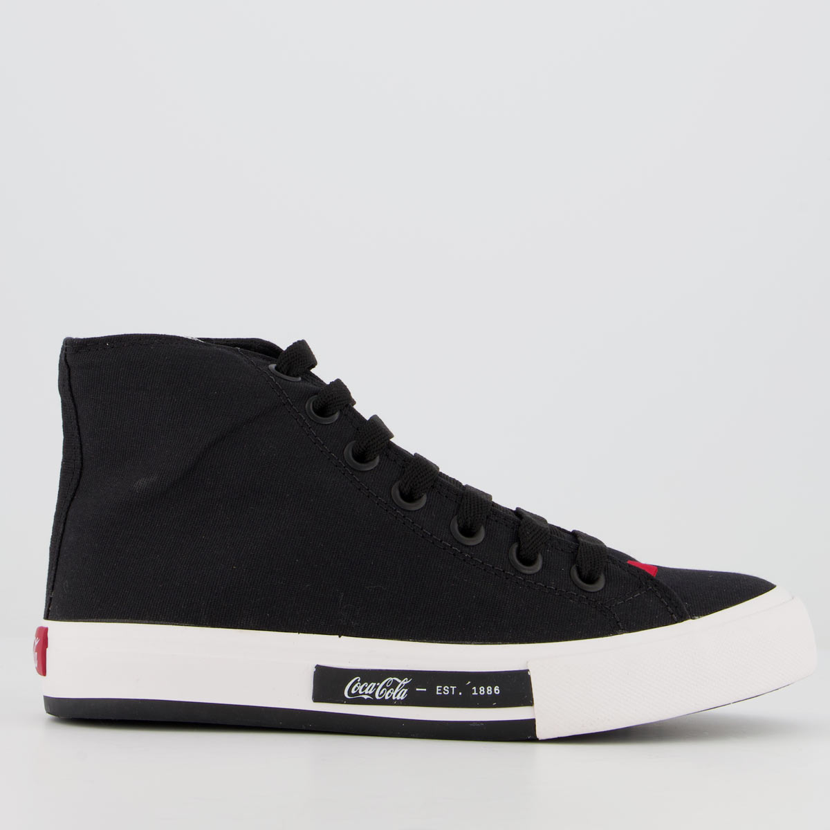 Tênis Coca Cola Daytona Hi Feminino Cano Médio Preto