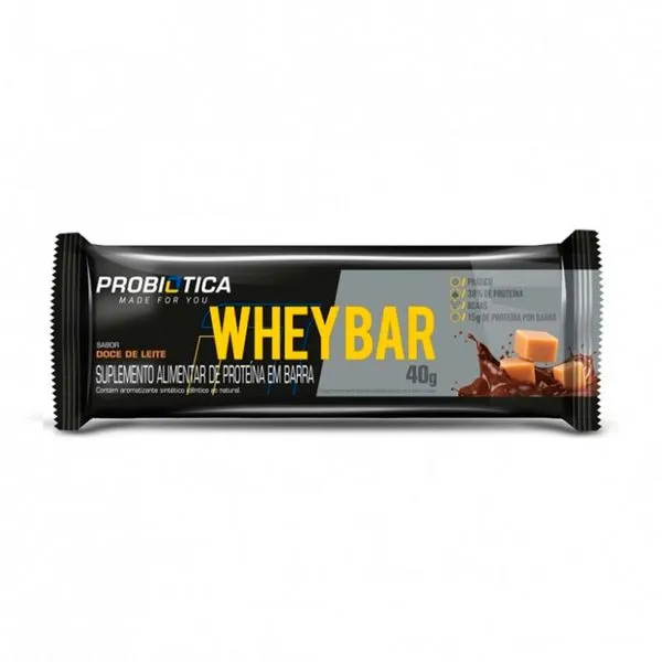 Barra de Proteína Whey Bar Probiótica Sabor Doce de Leite 40g