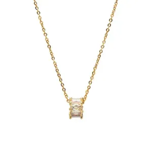 Colar Luiza de Aço Dourado com Zircônia Dourado Ajustável