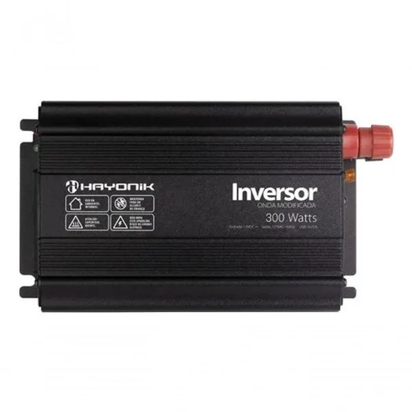 Inversor de Tensão PW12-4 300W 12VDC para 110V Onda Modificada com Porta USB HAYONIK Inversor de Tensão PW12-4 300W 12VDC para 110V Onda Modificada USB HAYONIK