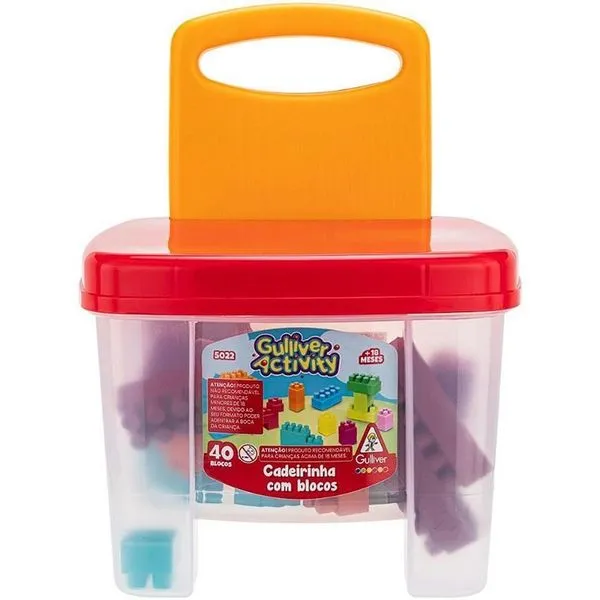 Brinquedo para Montar Cadeira Bricks & Klicks Activity com 40 Blocos Coloridos Gulliver Cadeira para Montar Bricks & Klicks com 40 Blocos Coloridos Gulliver