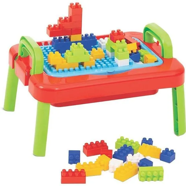 Mesa Mercoblocks Brinquedo de Montar com 64 Peças Retrátil para Crianças Mercotoys Mesa Mercoblocks Brinquedo de Montar 64 Peças Retrátil Mercotoys