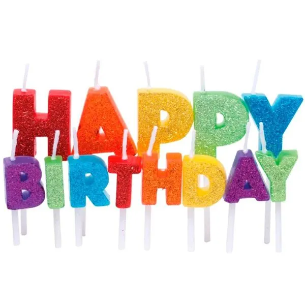 Vela Cromus Letras Happy Birthday Glitter Colorido (MP)