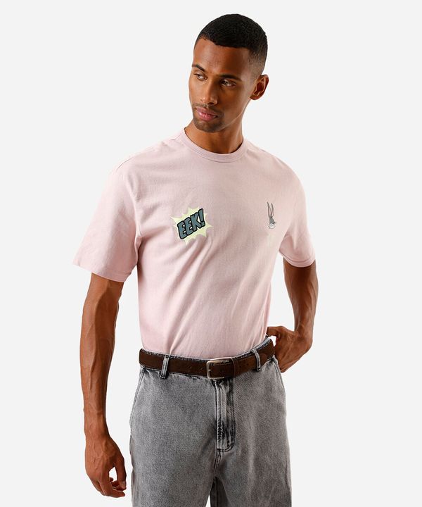 camiseta boxy de algodão looney tunes rosa M