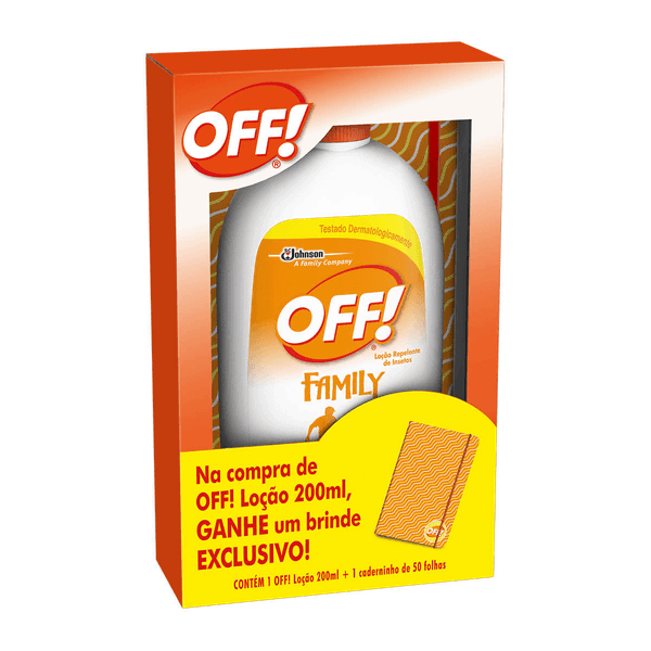 Repelente Off Loção 200ml + Caderno 50 Folhas Grátis