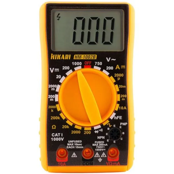 Multímetro Digital HM-1002B para Medições de Tensão, Impedância e Testes Eletrônicos com Display Grande Hikari Multímetro Digital HM-1002B com Display Grande e Taxa de Amostragem de 2 Vezes por Segundo Hikari