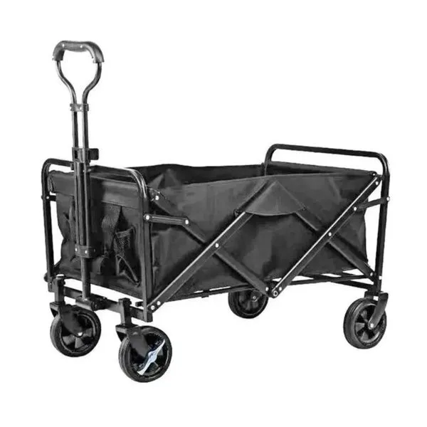 Carrinho Dobrável Multiuso 150 kg Camping Praia com Rodas Giratórias e Alça Retrátil Preto Top Rio Comercial Carrinho Dobrável Multiuso 150 kg Camping Praia Rodas Giratórias Preto Top Rio Comercial