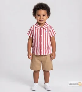 Conjunto Tomatinho Listras Vermelho - 1