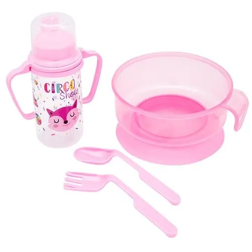Kit Alimentação Lolly Azul 4 Peças Rosa (MP)
