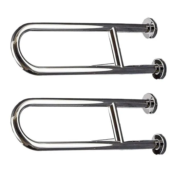 Kit 2 Barras de Apoio em U 45cm Aço Inox Anticorrosivo para Banheiro Box Idoso Gestante Cadeirante Inox Kit 2 Barras de Apoio em U 45cm Aço Inox para Banheiro Idoso Gestante Inox