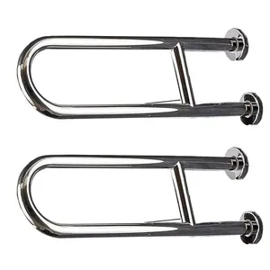 Kit 2 Barras de Apoio em U 45cm Aço Inox Anticorrosivo para Banheiro Box Idoso Gestante Cadeirante Inox Kit 2 Barras de Apoio em U 45cm Aço Inox para Banheiro Idoso Gestante Inox