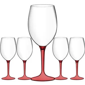 Jogo 5 Taças Acrílico Eventos Festa Boccati 560ml Boccati vermelho