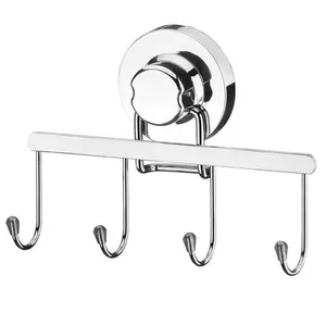 Cabideiro Ganchos com Ventosa Suporte Multiuso para Pendurar Objetos Cromado Faciliti