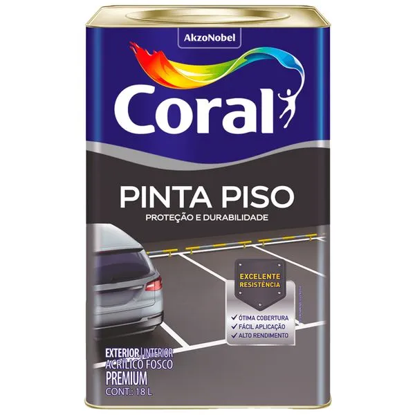 Tinta Acrílica Premium Para Piso Fosco Vermelho Segurança 18 Litros - CORAL