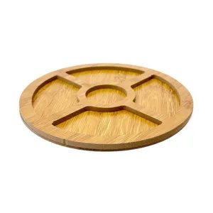 Bandeja De Bambu Para Petiscos Redonda 1,5x26x26 Cm