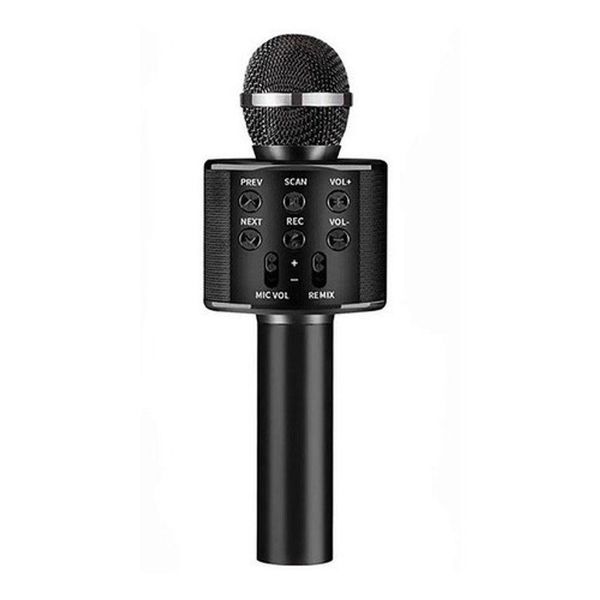 Microfone Infantil de Karaokê sem Fio Bluetooth WS-858 com Auto-Tune Preto OEM