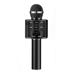 Microfone Infantil de Karaokê sem Fio Bluetooth WS-858 com Auto-Tune Preto OEM