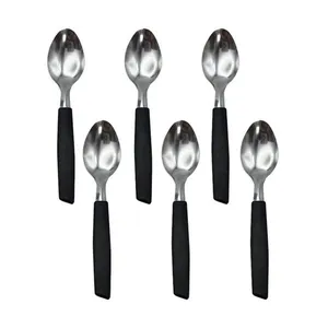 Kit 6 Peças Colher De Chá-sobremesa Cabene Cabo Plástico Preto