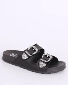 Sandália Rasteira Feminina Moleca Birken com Aviamento Preta 39