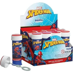 Kit Bolha de Sabão Spider Man 60ML com Jogo Caixa com 12 Unidades Brasilflex Kit Bolha de Sabão Spider Man 60ML com Jogo 12 Unidades Brasilflex