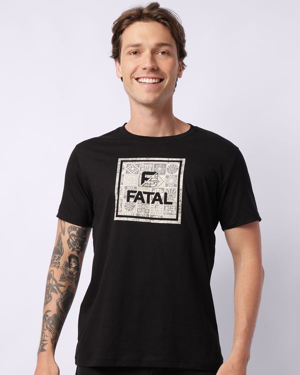 Camiseta Masculina Fatal Algodão com Estampa Manga Curta Preta P