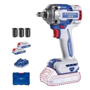 Chave de Impacto 1-2 20V 405 N.m Motor Brushless com 2 Baterias 2,0Ah Carregador e Maleta Azul Tramontina Chave de Impacto 1-2 20V 405 N.m Motor Brushless com 2 Baterias Azul Tramontina