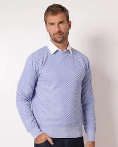 Suéter Masculino Tricô Texturizado Azul Claro GG
