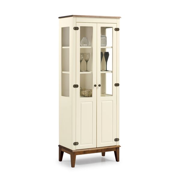 Cristaleira com 2 Portas de Vidro/Madeira - Amêndoa/Off White
