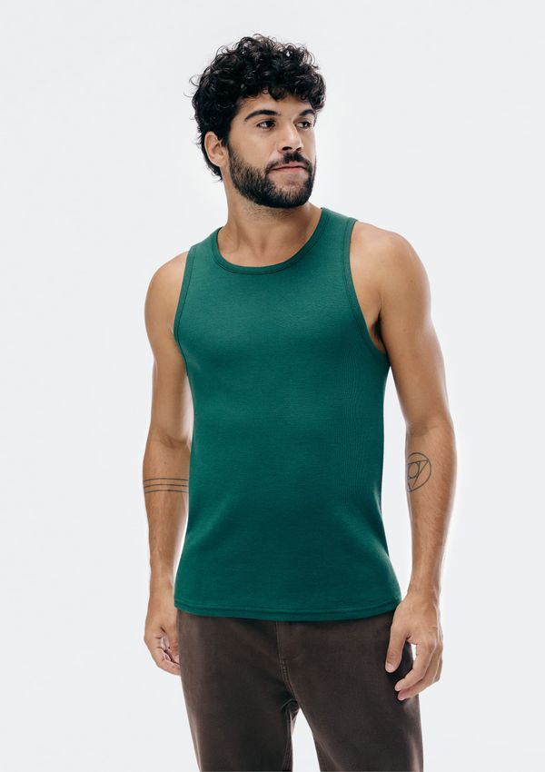 Regata Masculina Regular Em Ribana Canelada - Verde P