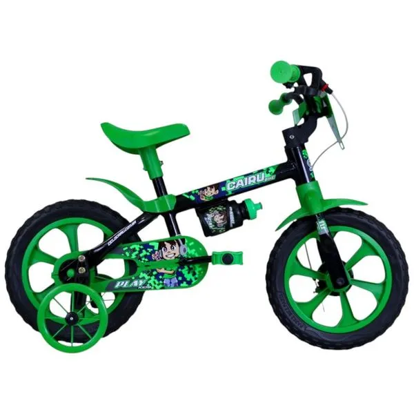 Bicicleta Infantil Cairu Aro 12 Kids Preto E Verde (MP)